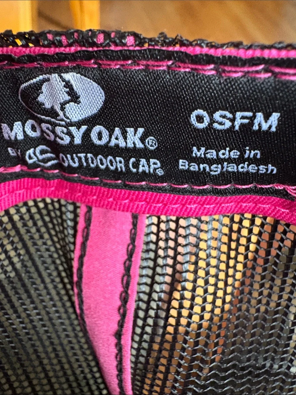 Mossy Oak Black Baseball Cap with Pink Logo - Ladies